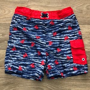 BOYS Swim shorts Mesh Lined Blue Red Surfer Sz 5